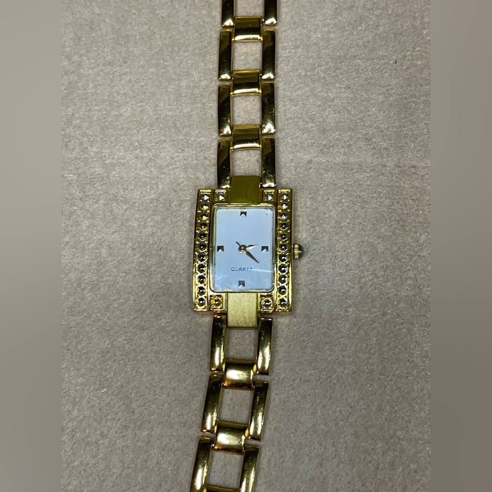 Gold Watch with Crystal Accents